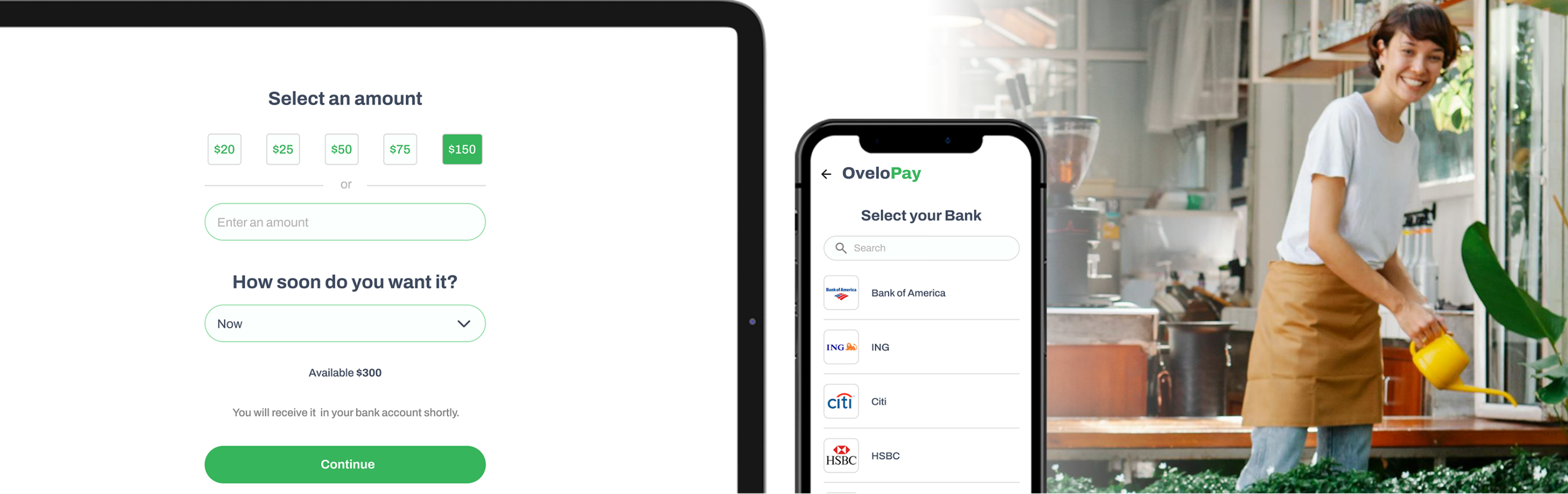 Employee managing finances using OveloPay earned wage access