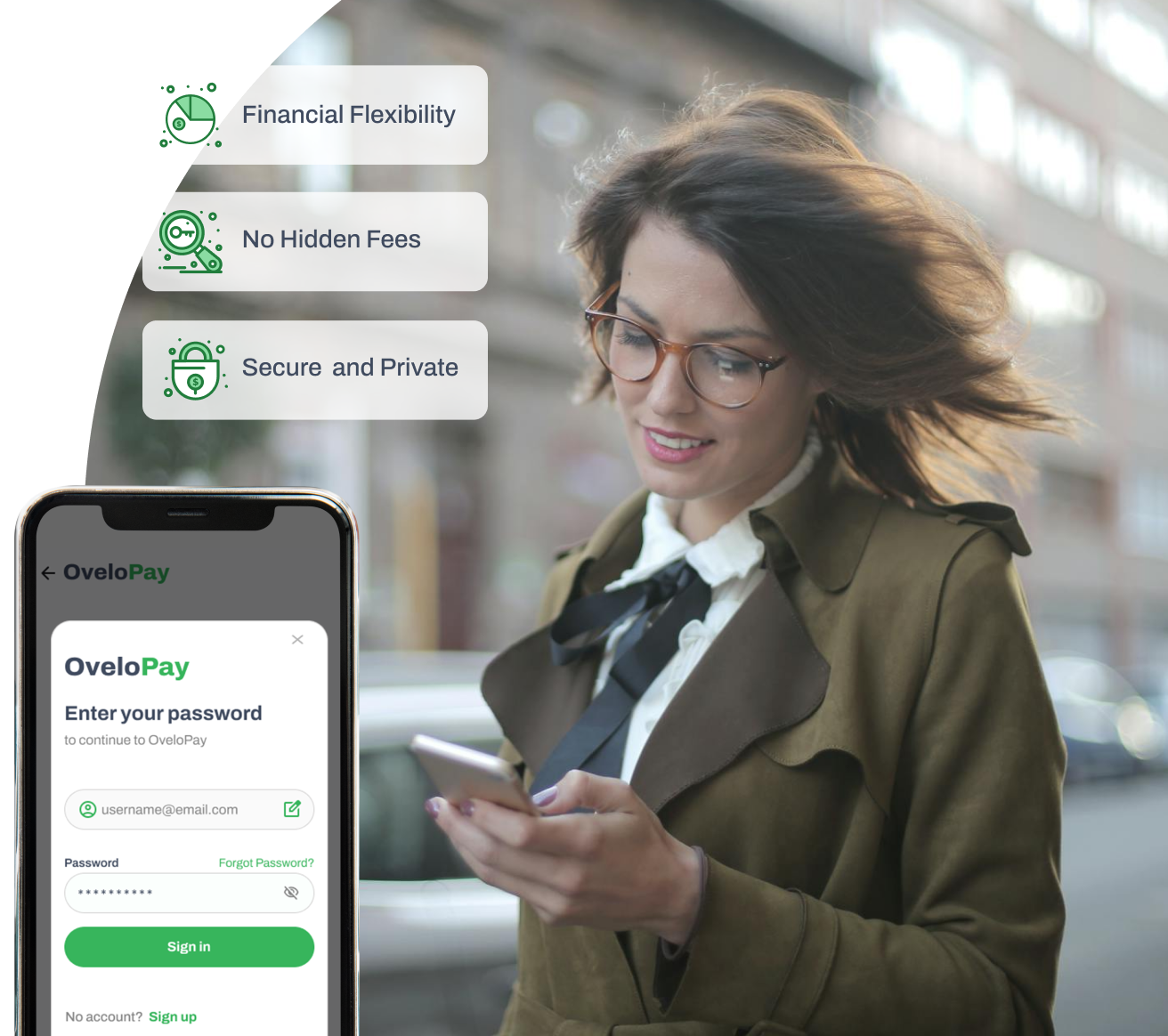 Employee using OveloPay mobile app for earned wage access
